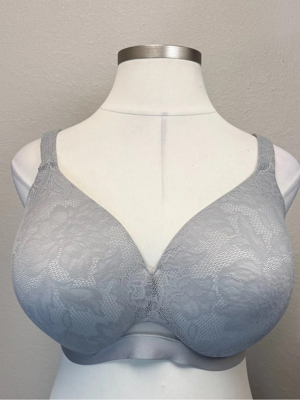 Cacique Gray Lace Lightly Lined Full Coverage Bra - Size 52D